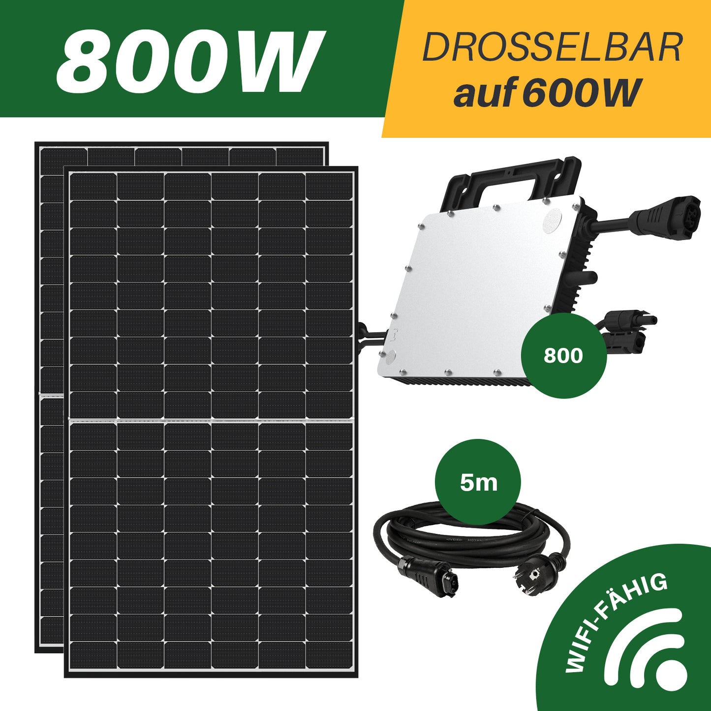 Elektrownia balkonowa 800W gotowa do podłączenia 2x 445W BlackFrame Jinko + Hoymiles HMS800