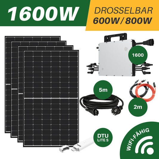 Elektrownia balkonowa 1600W gotowa do podłączenia, 4 moduły solarne 420W + Hoymiles HMS1600 w tym DTU, w tym wysyłka