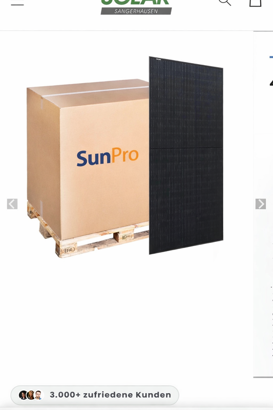 SUNPRO 480W FullBlack, Glas/Glas/bifacial Solarmodul