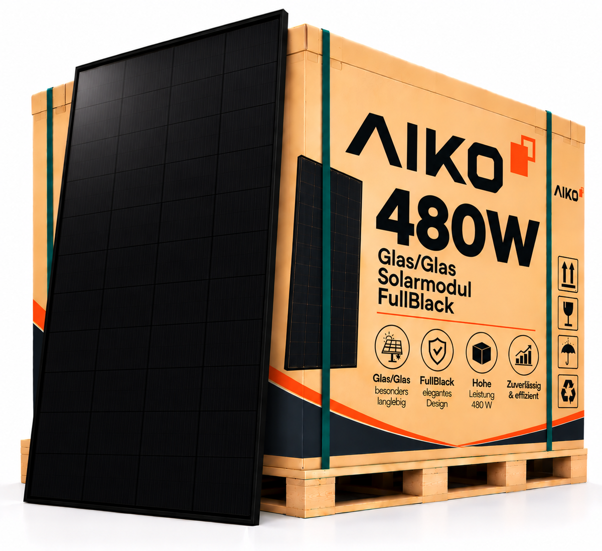 37X AIKO Glas/Glas 480W Full Black Solarmodule inkl. Lieferung deutschlandweit
