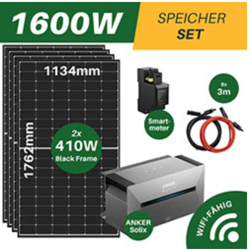 Elektrownie balkonowe 1600W w tym magazynowanie w tym wysyłka, 4x410W moduły słoneczne