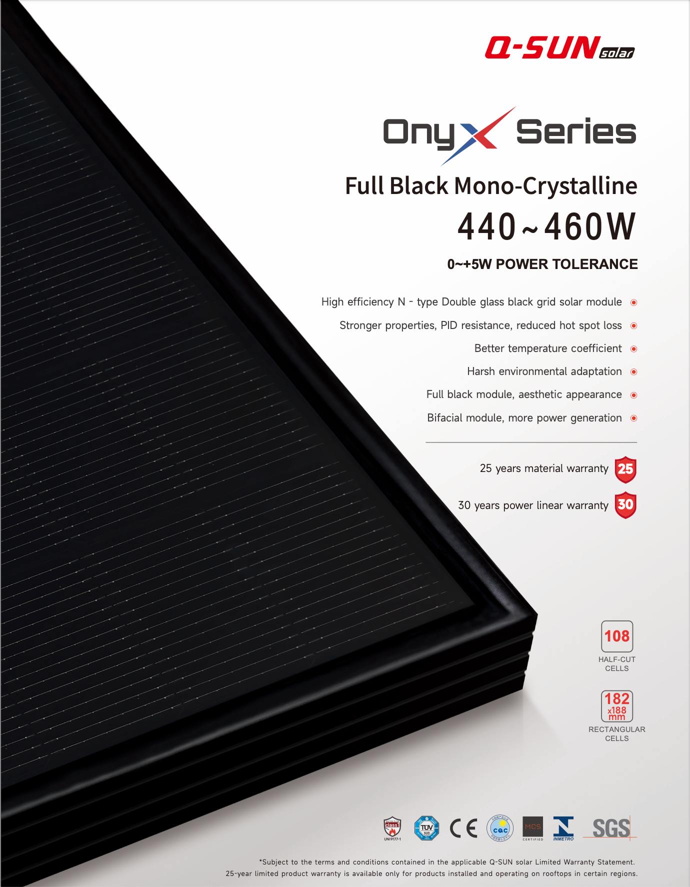 Q-SUN 450W Solarmodul  Glas/Glas/Bifacial FULLBLACK