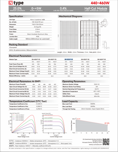Q-SUN 450W Solarmodul  Glas/Glas/Bifacial FULLBLACK