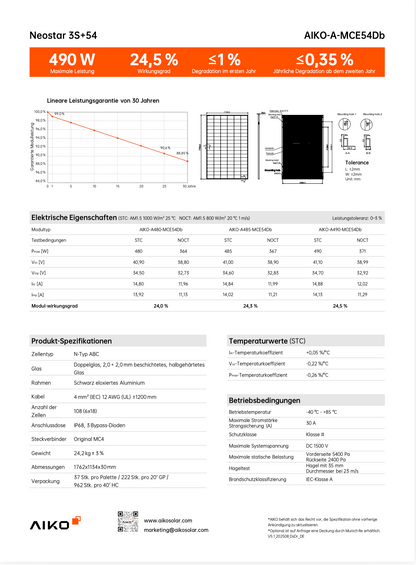 37X AIKO Glas/Glas 480W Full Black Solarmodule inkl. Lieferung deutschlandweit