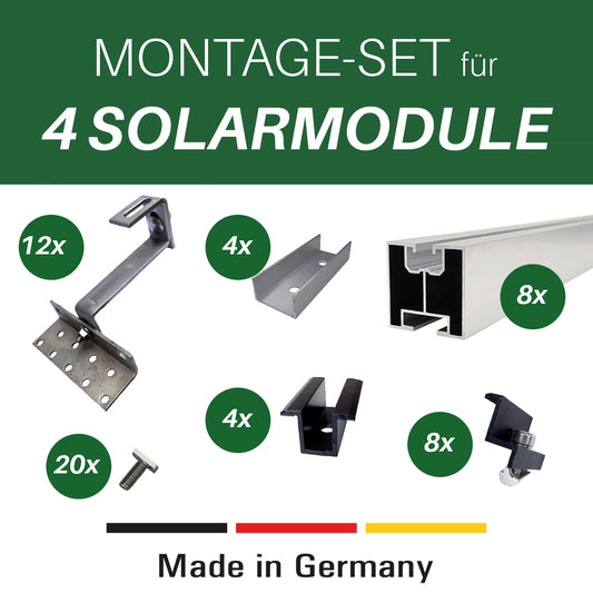 Zestaw montażowy do 4 modułów solarnych/montaż elektrowni balkonowej