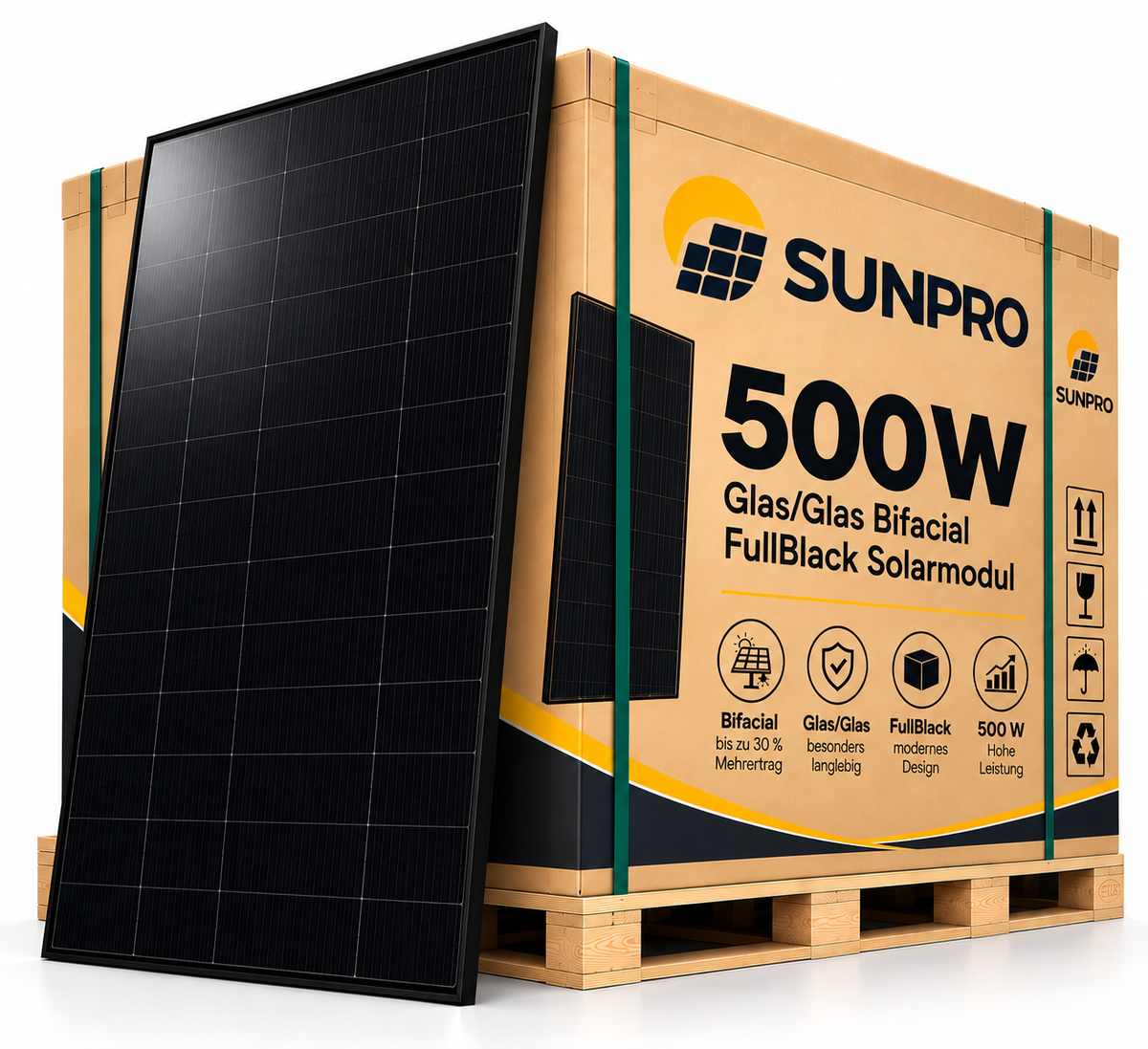Sunpro 500W Glas/Glas/bifacial Solarmodule