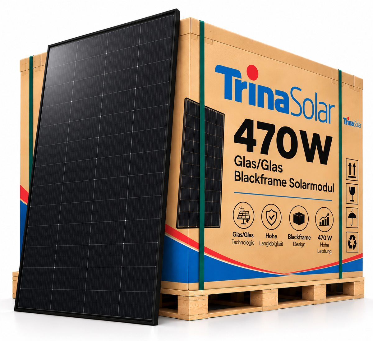 Trina Solar Glas/Glas Solarmodul 470W BlackFrame